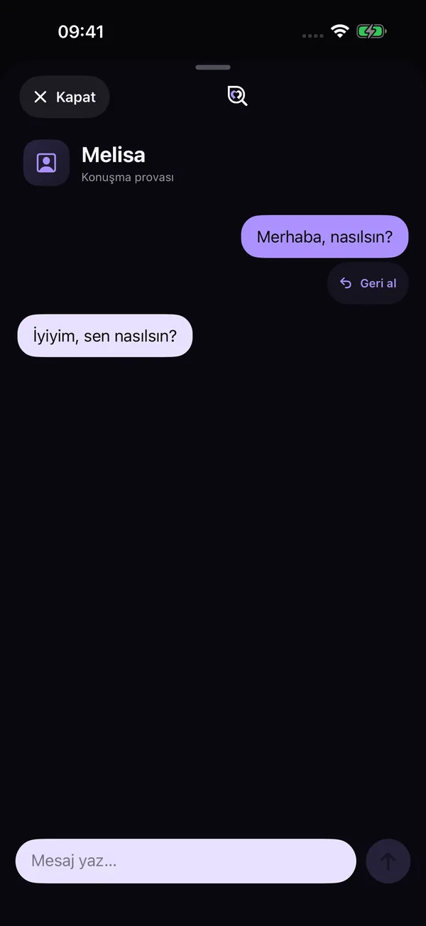 DOKED Konuşma Provası ekranı